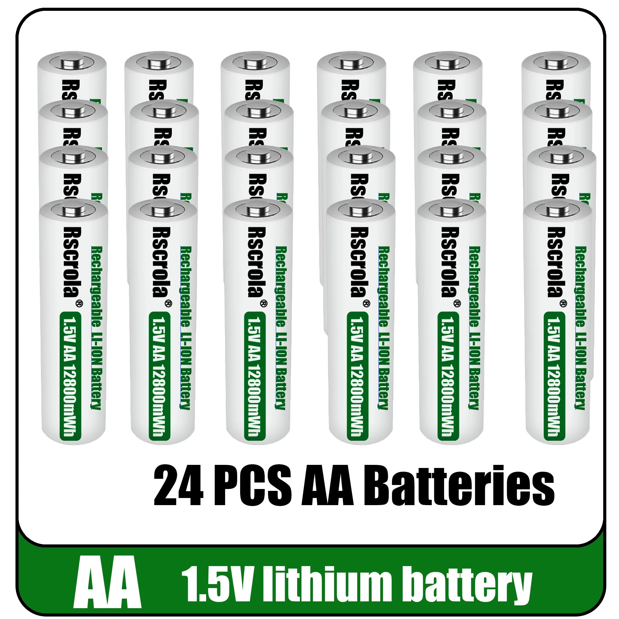 Universal Rechargeable 1.5V AA 12800mWh Lithium ion Battery Fast charging with Charger for Camare Clock Mouse Fan Electric Toys Oasis Select 24 PCS Batteries