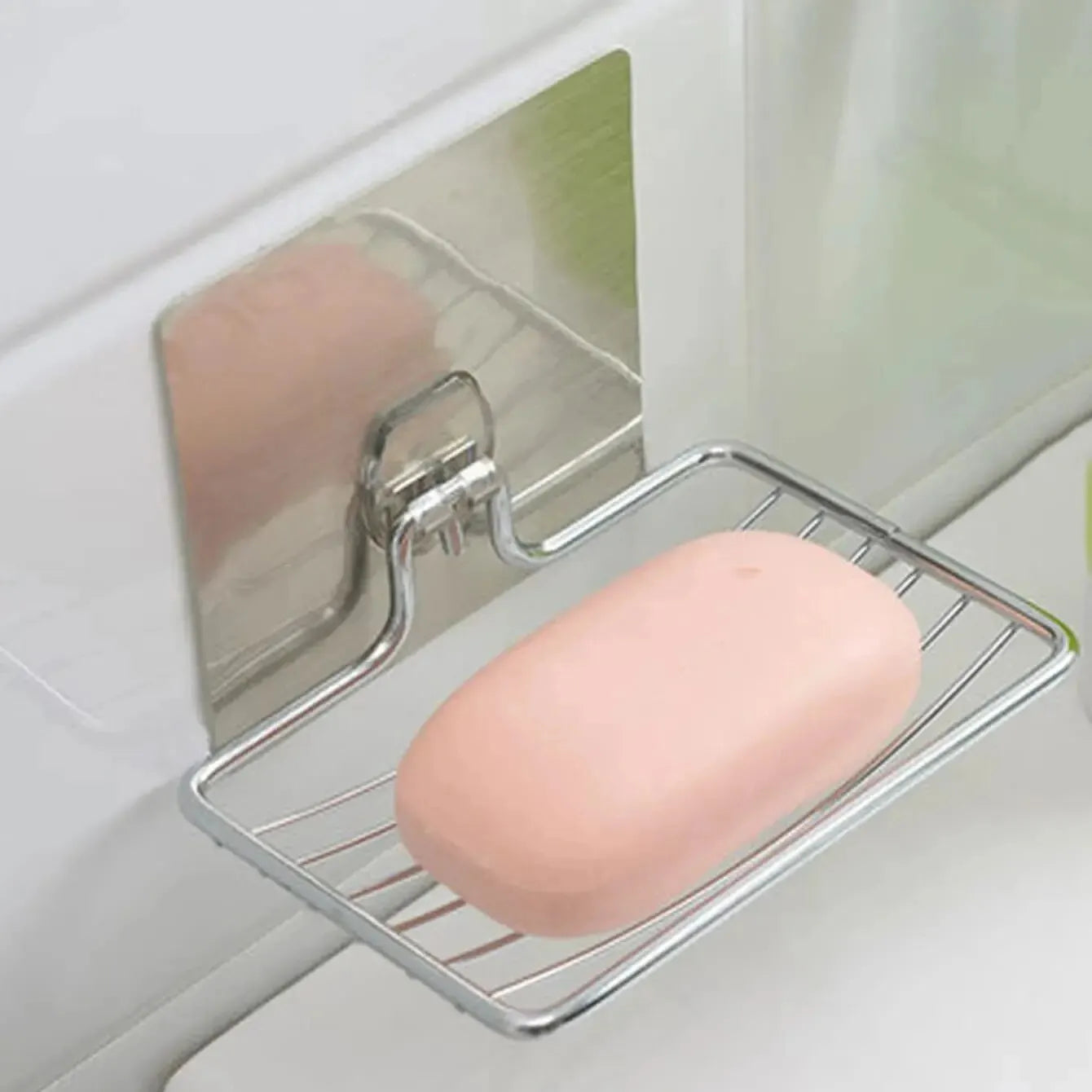 1pc Stainless Steel Soap Rack Soap Box Light Luxury Shelf Punch-free Nail-free Bathroom Single Layer Drain Wall Hanging Oasis Select