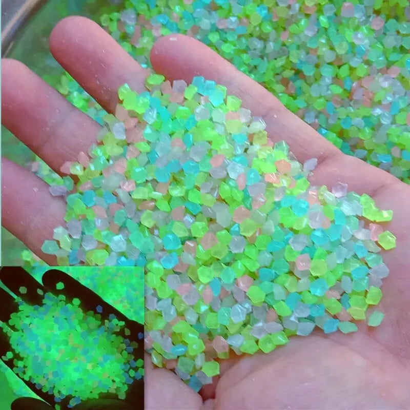 1000pcs Glow in the Dark Pebbles – Garden Path & Aquarium Decor Decorative Glow Pebbles Oasis Select Color 3-5mm