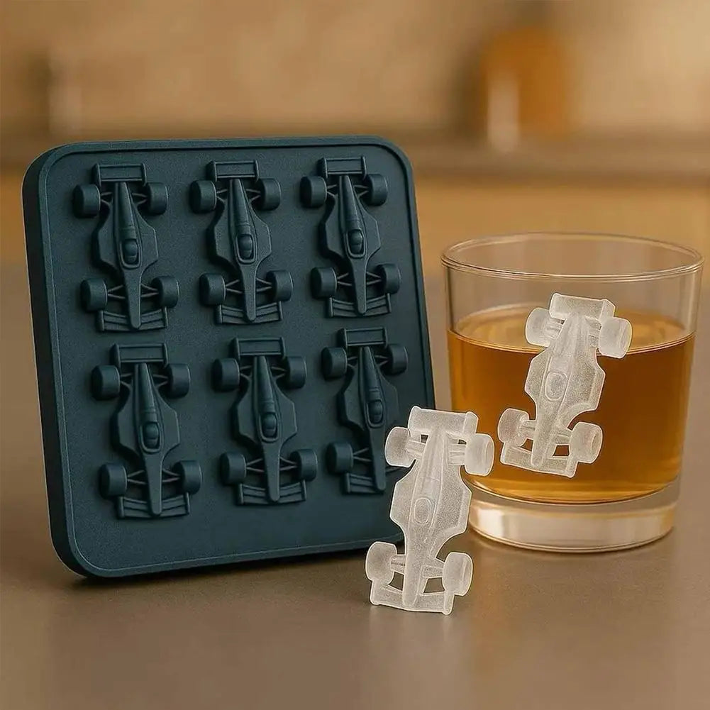 Formula Racing Car Ice Mold F1 Ice Mold, Silicone Racing Car Jelly Mold, 6-Cavity 3D Race Car Tumbler Ice Cube Tray Baking Tool Oasis Select