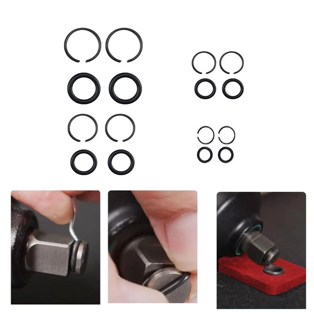 2Set Retaining Ring Clip With O-Ring Socket Impact Wrench Snap Ring 3/8" 1/2" 3/4" 1" Impact Wrench Accessories Oasis Select