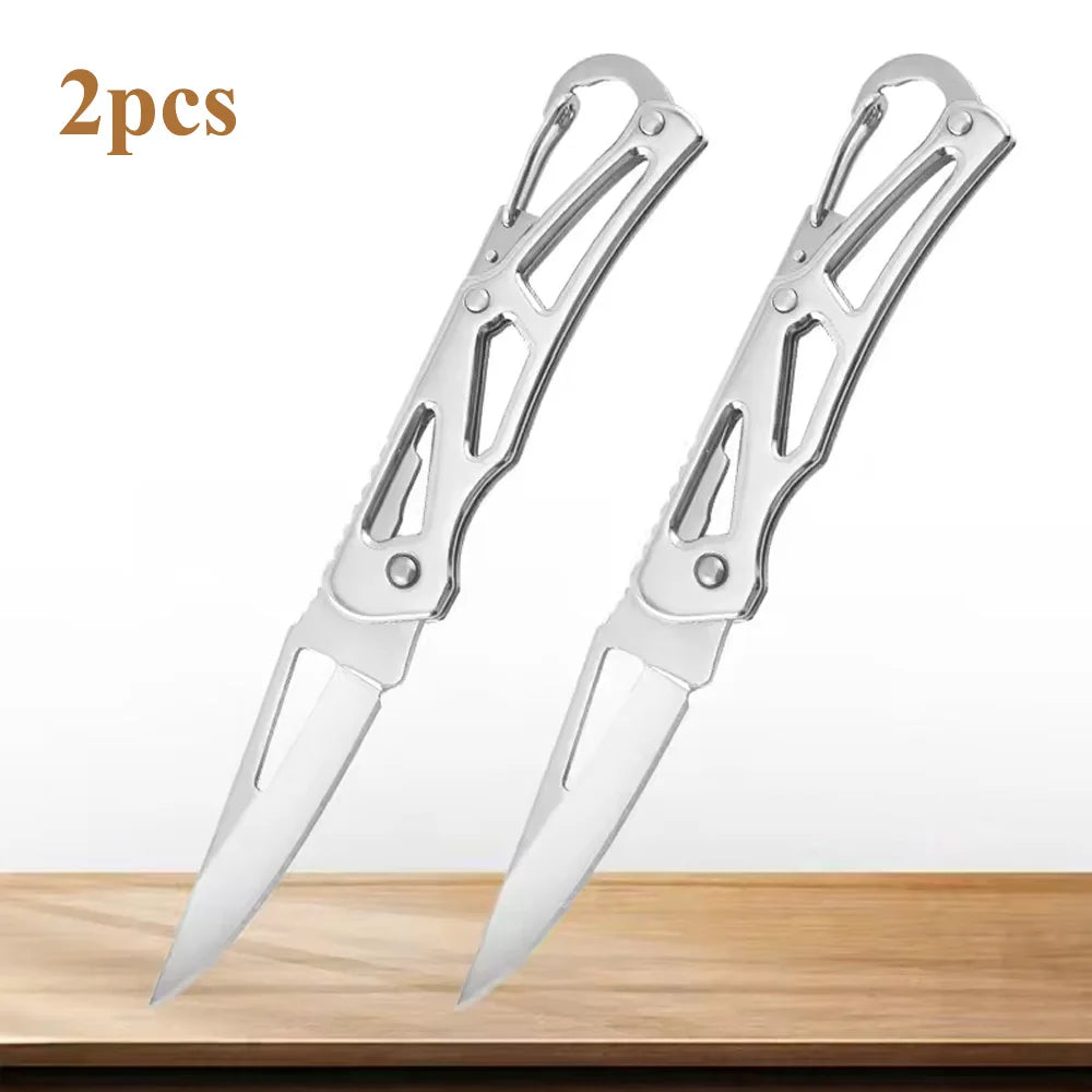 Folding Fruit Knife Stainless Steel Pocket Knife with Keychain Fruit Slicing Knives with Non-slip Handle Household Small Knife Oasis Select 2pcs