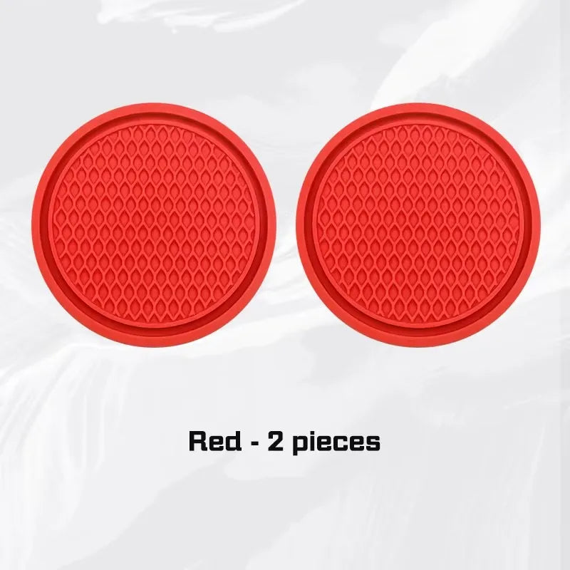 2/4pcs Car Coaster Water Cup Mat Accessories For Dodge Ram Charger Journey Durango Jeep Grand Cherokee Anti-Slip Drink Pad Oasis Select 2pcs red