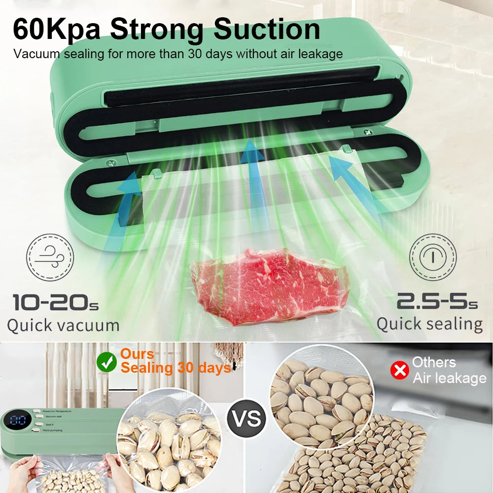 Food Vacuum Sealer Vacuum Packaging Machine for Food Mini Plastic Bags Sealer Automatic Household Food Vacuum Sealing Machine Oasis Select