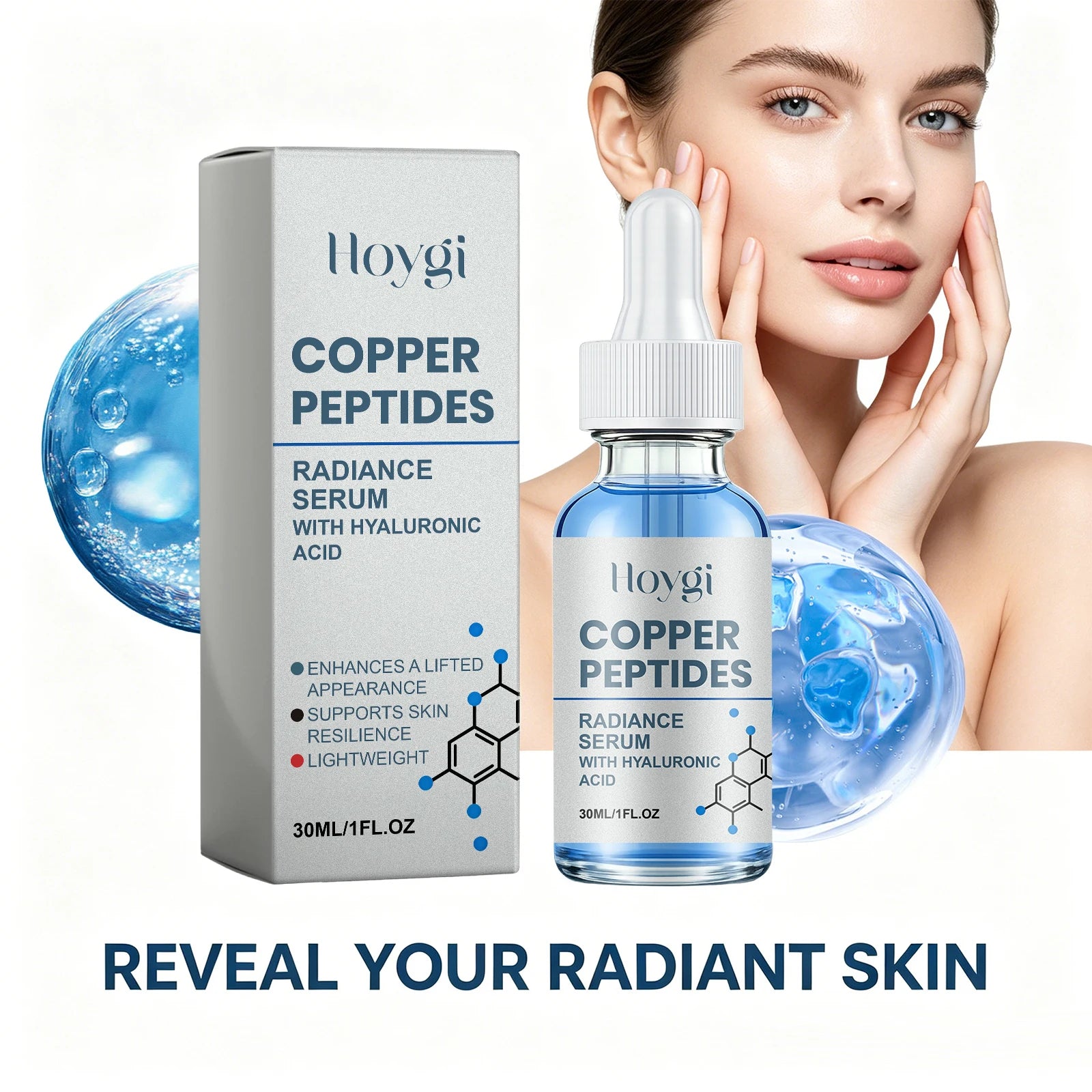 Copper Peptide Essence for Sensitive Dry Skin Moisturizing Brightening Firming Lifting Face Barrier Repair Renewing Face Serum Oasis Select