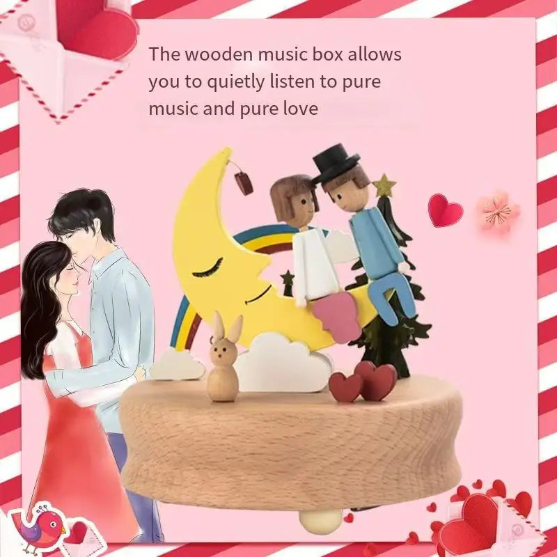 Wooden music box, music box, carousel, romantic Valentine's Day gift, furniture decoration, creative gift giving Oasis Select 3