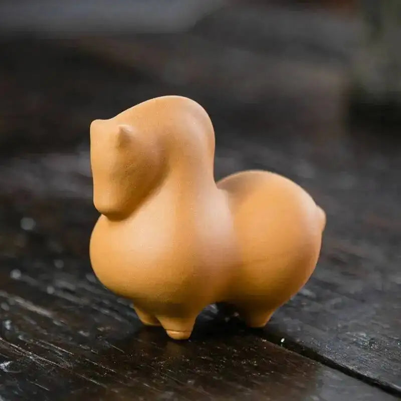 Yixing Zisha Tea Pet Tangma Small Ornament Cartoon Faceless Horse Success Sculpture Tea Set Creative Ceramic Oasis Select Yellow
