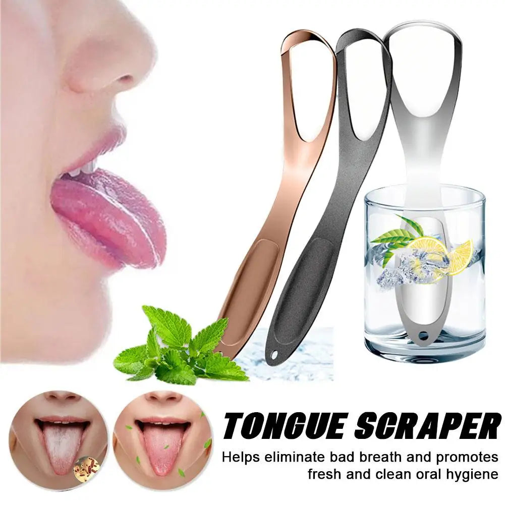 Stainless Steel Tongue Scraper Fan-Shaped Tongue Cleaner for Fresh Breath, Oral Hygiene Care Tool Coated Tongue Toothbrush Oasis Select