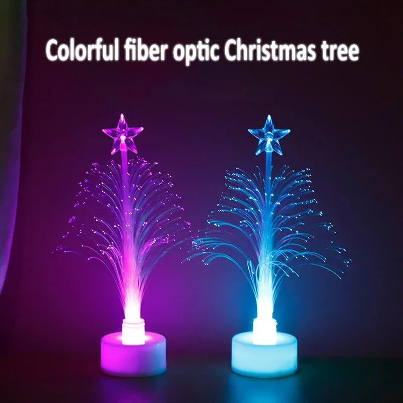 1 PC LED Christmas Fiber Tree Luminous Fiber Optic Christmas Tree Night Light Color-changing Fiber Tree Festival Decorative Lamp Oasis Select