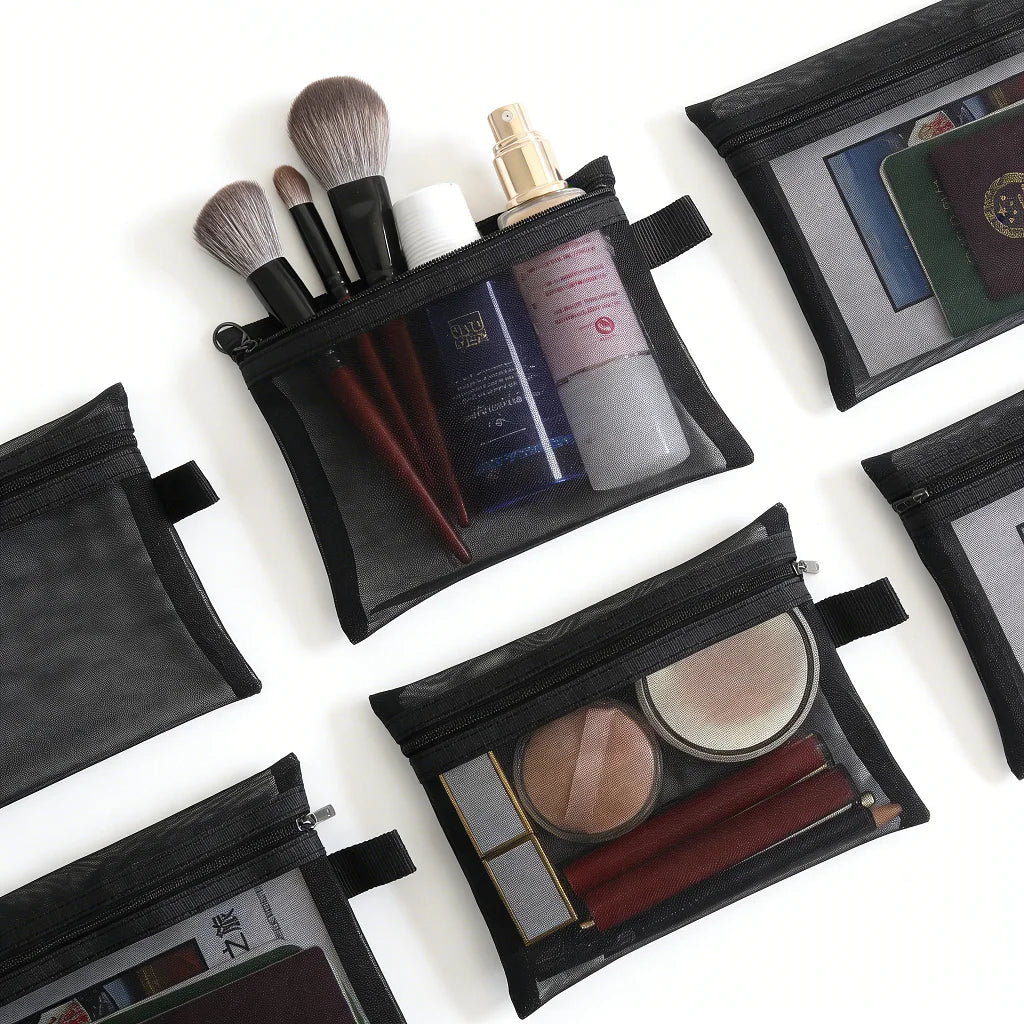 Mesh Cosmetic Bag Set – Travel Makeup & Toiletry Organizer