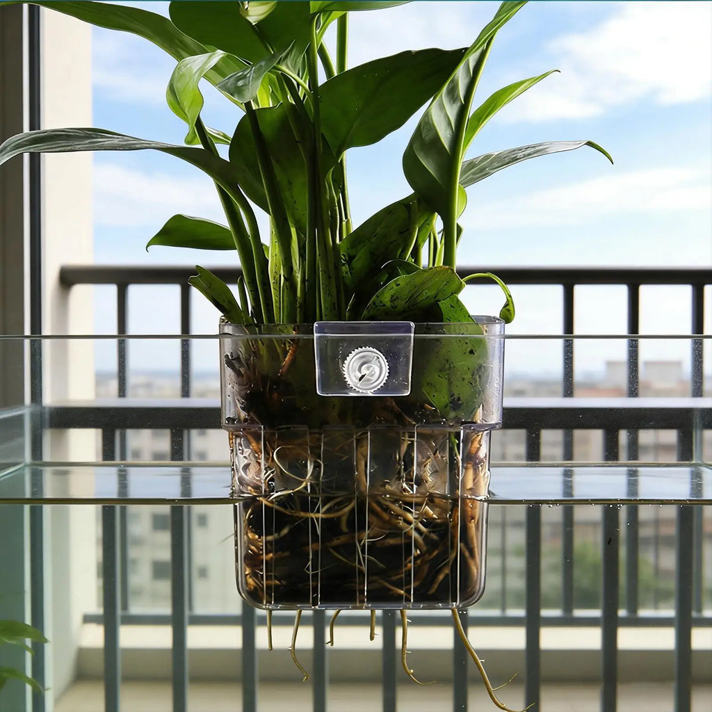 Transparent Hangable Pot Aquarium Plant Holder Aquarium Planter for Fish Tank Hydroponic System Indoor Cultivation Decorations Oasis Select