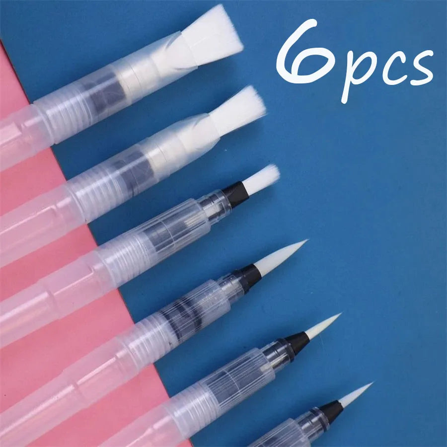3-18 watercolor brush set, white nylon, with water storage function, DIY painting tools, suitable for school and outdoor use Oasis Select 6pcs Brush 150mm