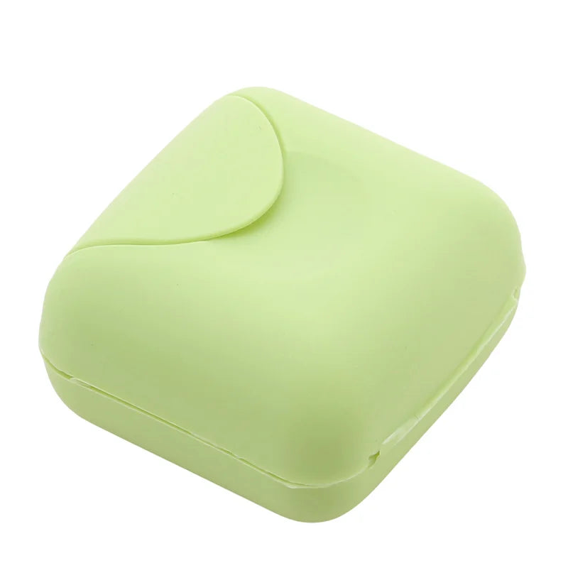 Portable Travel Soap Box Container Bathroom Acc Home Plastic Soap-Boxes with Cover Small/big Sizes Candy Color Soaps Dish Holder Oasis Select S-Green