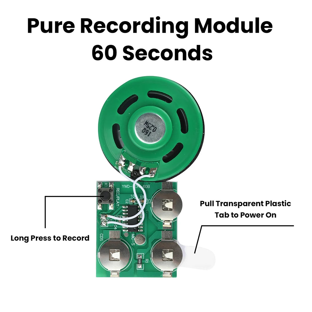 60 Second Recording Playback Board Music Module Greeting Card Refrigerator Sticker DIY With Battery Button Playback Voice Module Oasis Select