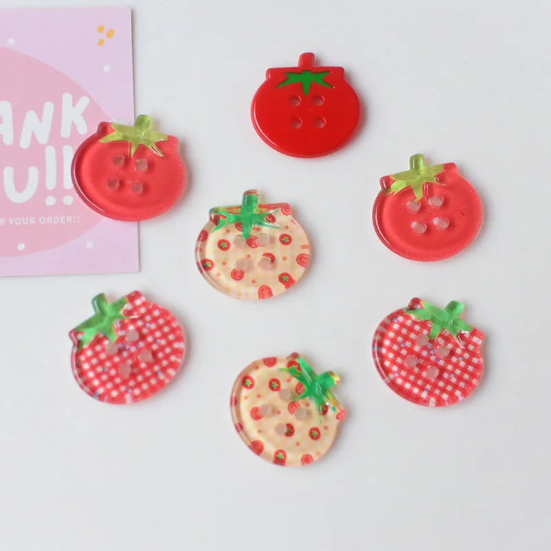 8/10/15Pcs Tomato Clear Buttons, DIY Sewing Accessories, Cute Jacket Cardigan Decoration, Button Up Garment Oasis Select