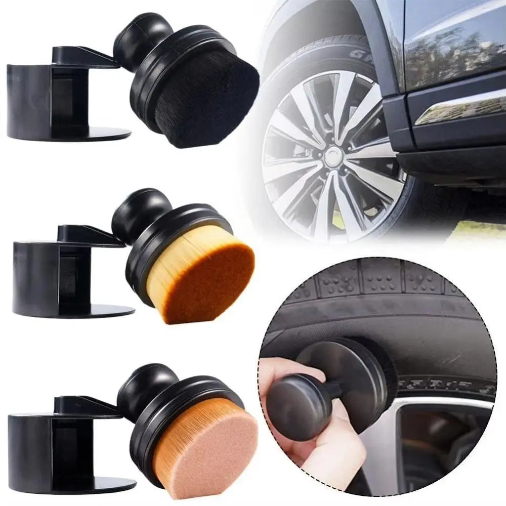Portable High-Density Car Tire Polishing Brush with Stand Soft Car Tire Brush Tire Shine Brush for Tire Polish Wax Care Oasis Select