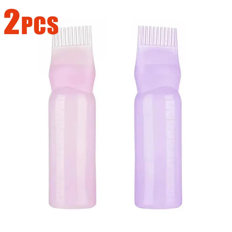 1/2/3Pcs Multicolor Plastic Hair Dye Refillable Bottle Applicator Comb Dispensing Salon Hair Coloring Hairdressing Styling Tool Oasis Select Purple-Pink