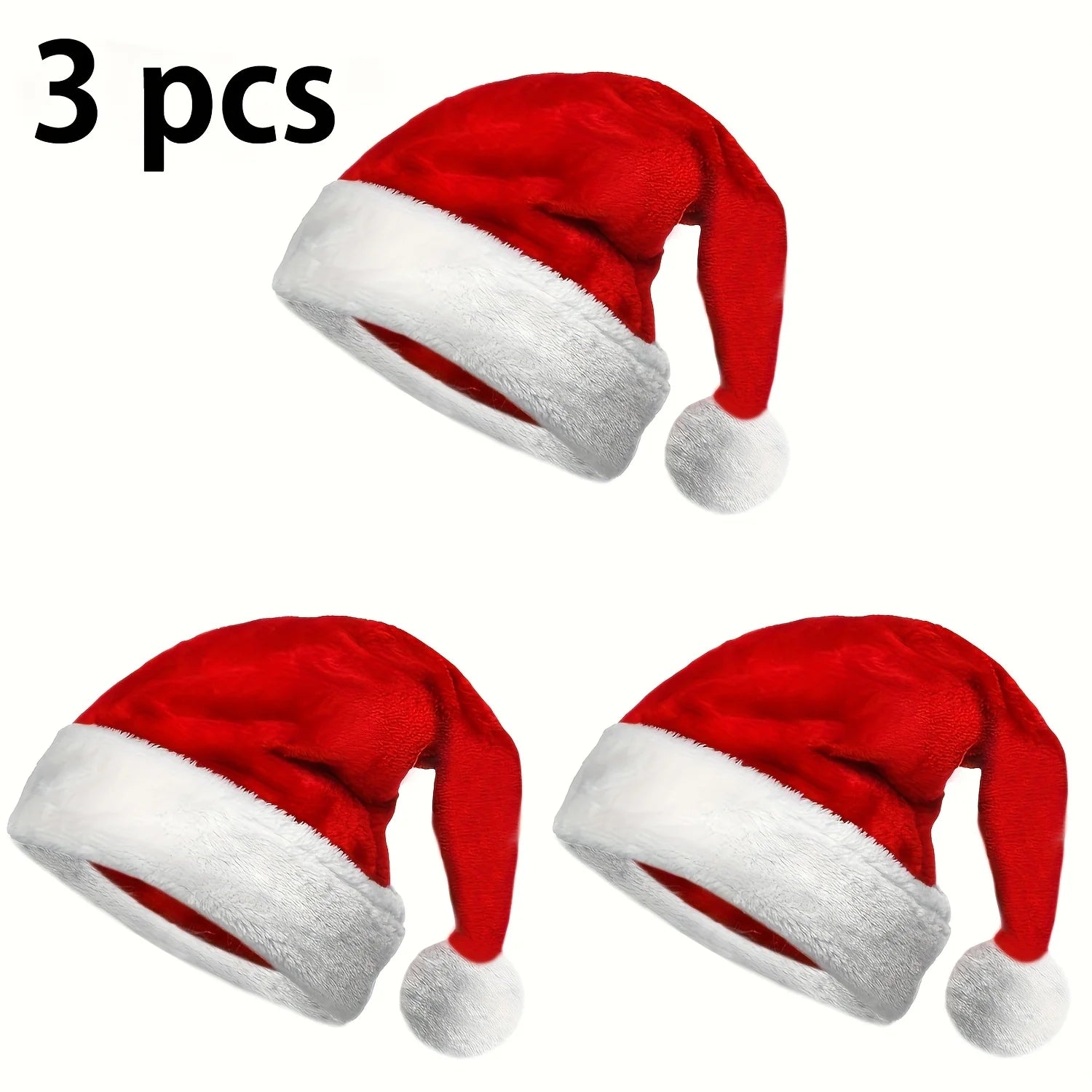 3PCS Adult Christmas Hat - Thick and Comfortable Red and White Color Scheme, Suitable for Christmas Party Occasions Oasis Select 40x30cm Red