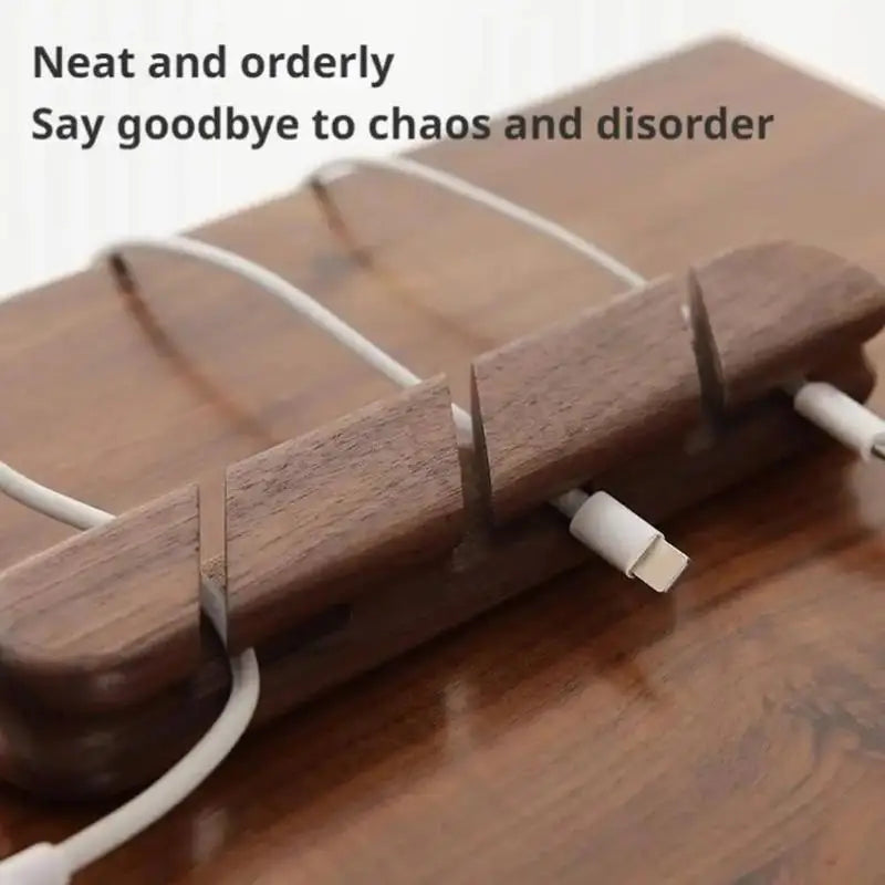 Solid Wood Desktop Cable Organizer – Cord & Cable Manager