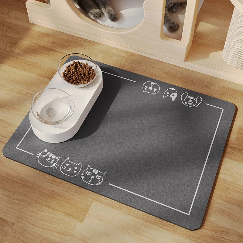 Pet Feeding Floor Mat, Water-absorbing, Cooling and Anti-slip Mat, Cat Mat and Dog Mat, Special Wipe and No-wash Pet Mat Oasis Select Cats dogs dark gray M 45x60