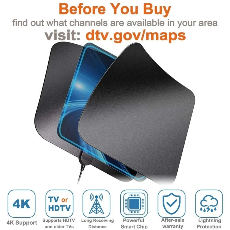 2026 Digital TV Antenna 4K Signal Amplifier Indoor Outdoor HDTV 4K Television New Model for Clearer TV Reception Oasis Select