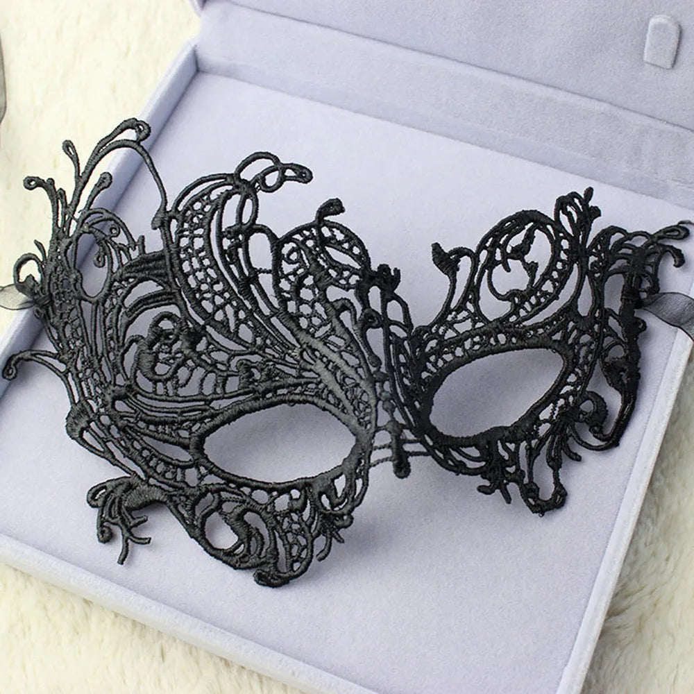 Eye Mask Sexy Lace Venetian Masquerade Ball Halloween Party Fancy Dress Costume Props Lady Black Lace Hollow Face Mask Oasis Select A
