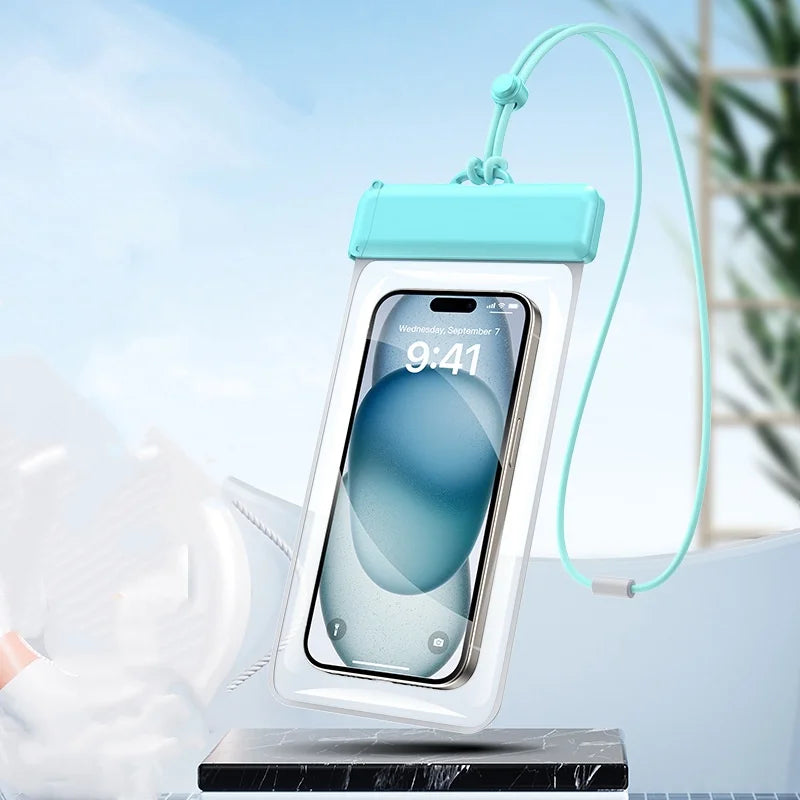 New Floating Airbag Waterproof Phone Bag Swimming Sports Bag Pouch Phone Case Touchscreen Phones Protector Cover Bags Oasis Select Green