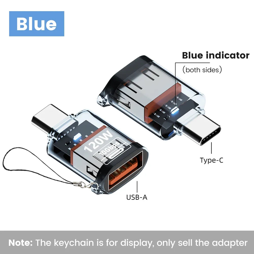 USB-A to Type-C Adapter – 120W Fast Charging & 10Gbps USB-C Adapter Oasis Select Blue-Type C to USB