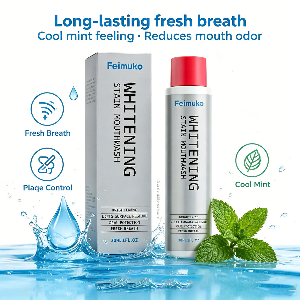 Fresh Breath Mouthwash Gentle Formula Brightening Teeth Mint Flavor Daily Oral Care Portable Alcohol Free Non Irritating 30ml Oasis Select