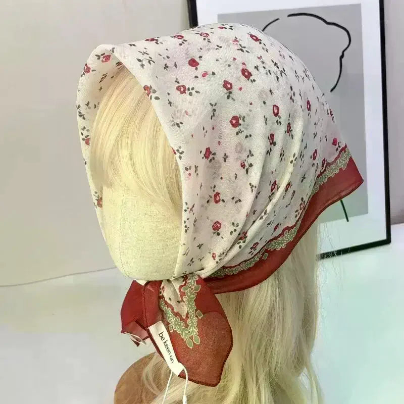 Vintage Floral Headscarf Women Bandana Head Wrap Hair Clips Headwear Summer Travel Beach Hair Accessories Oasis Select