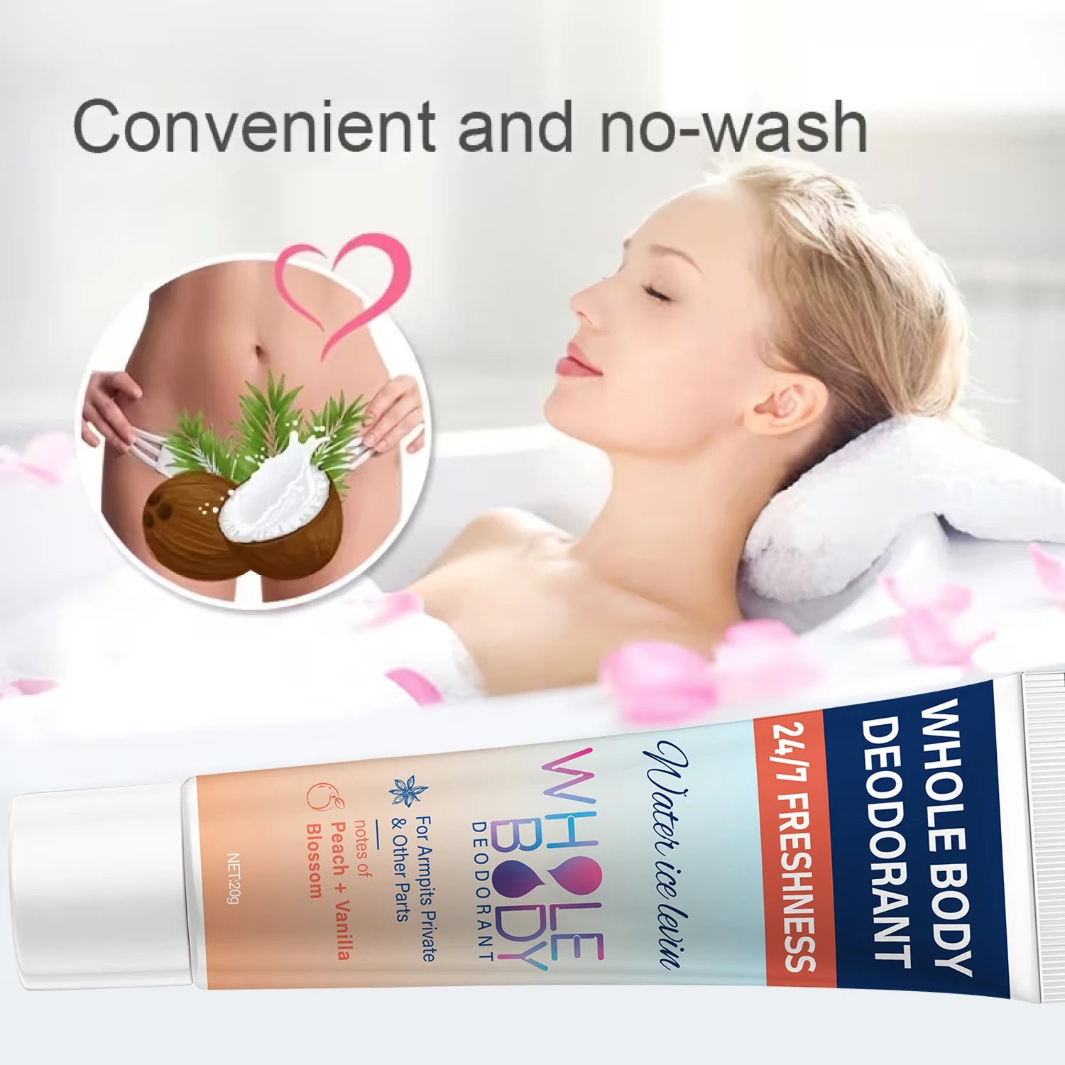 Whole Body Deodorant Cream – Hyaluronic Acid & Peach Vanilla Body Deodorant Cream Oasis Select