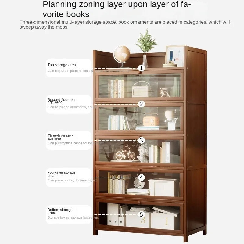Bookshelf, bookcase, dust-proof floor-standing storage rack, household children and students storage rack with doors Oasis Select