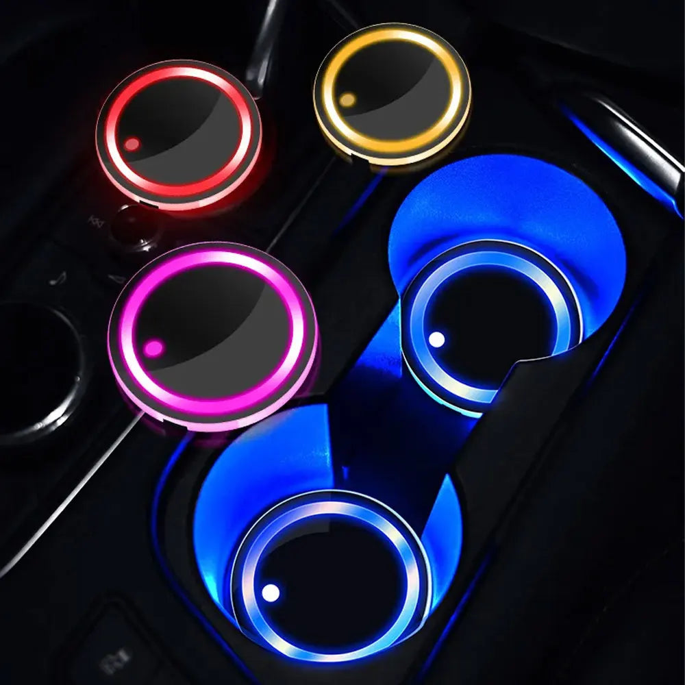 Car LED Cup Holder Light – 7 Color Rechargeable Coaster Insert
