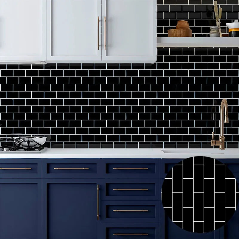 40cm Decorative Walls Paper Wall Stickers Adhesive Wall Wallpaper Waterproof and Anti Fouling Living Room Black Brick Pattern Oasis Select