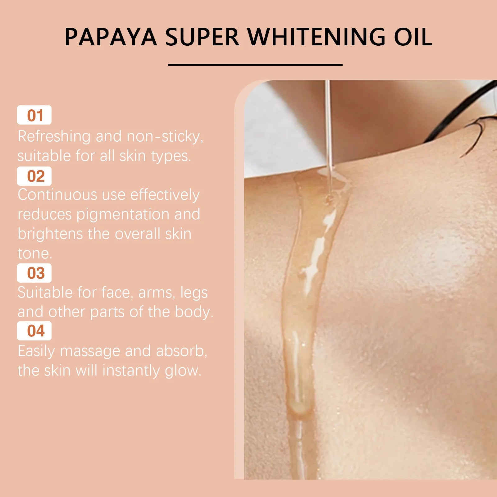 Papaya Whitening Body Oil Nourishing Brightening Skin Care Relaxing Muscle Smoothing Moisturizing Body Massage Skin Papaya Oil Oasis Select
