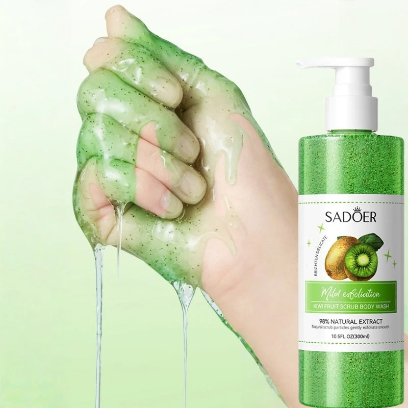 SADOER Kiwi Scrub Shower Gel 300ml | Natural Fruit Extract Exfoliating Shower Gel Oasis Select