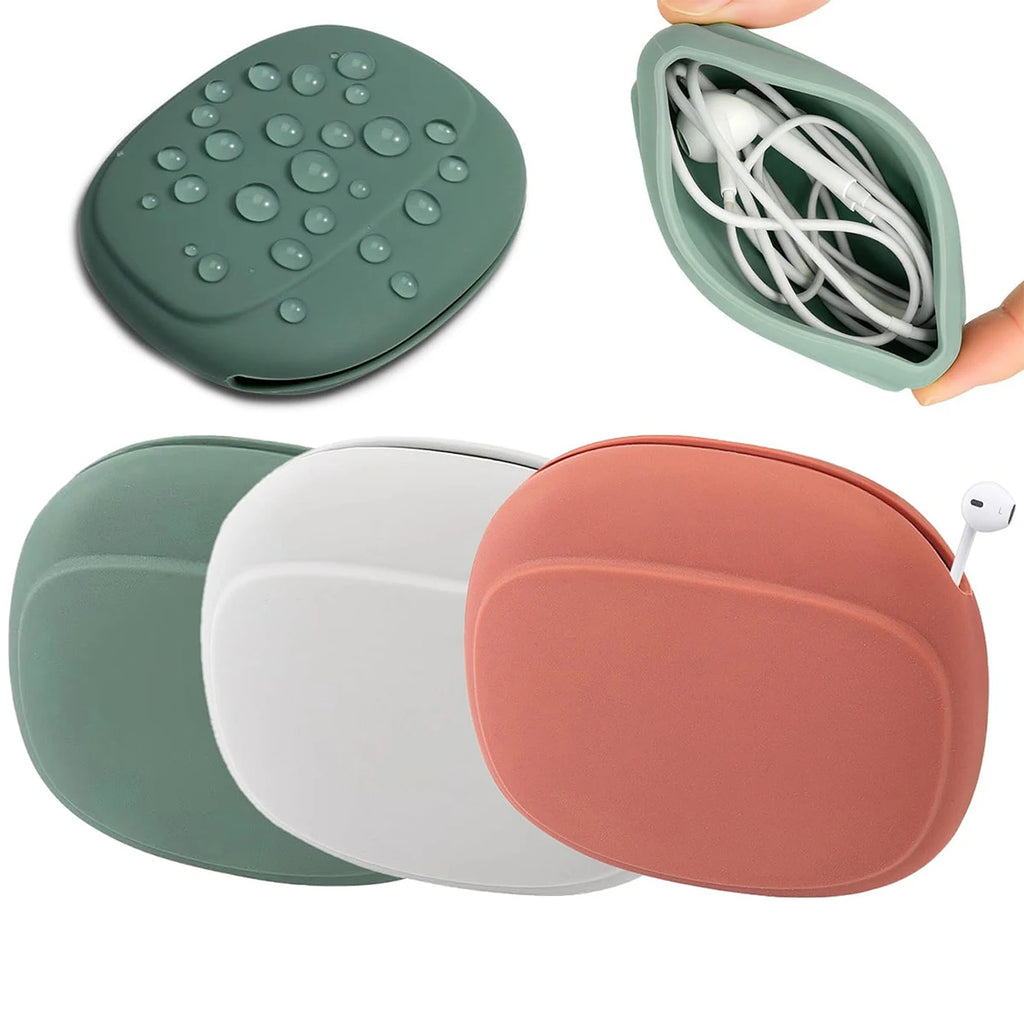 1/2/5PCS Soft Silicone Headphone Organizer Mini Shockproof Earbud Case Portable Cable Pouch for USB Cords Keys Travel Essentials Oasis Select