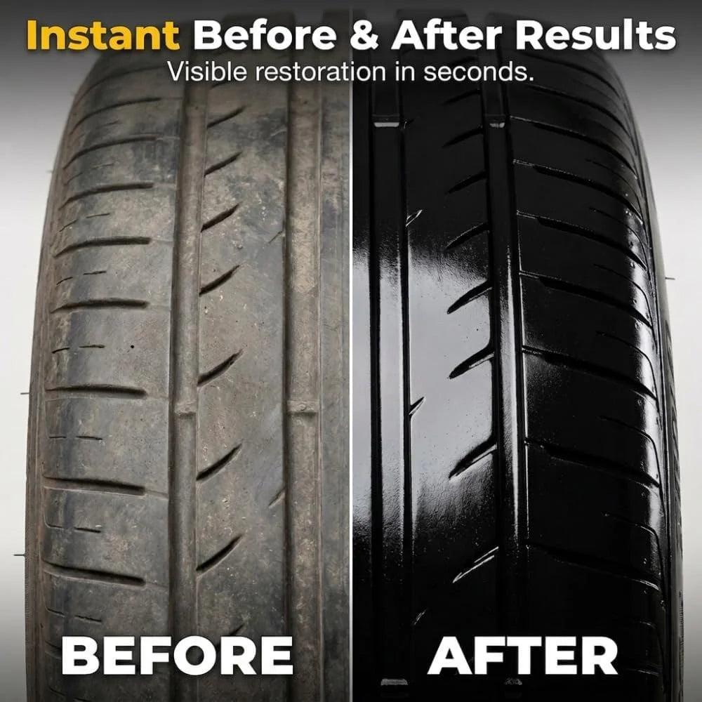Shiny Black Tire Renovator, Tire Shine & Restorer for Tires, Plastic, Rubber, Vinyl, Long Lasting UV Protection, Prevents Drying Oasis Select