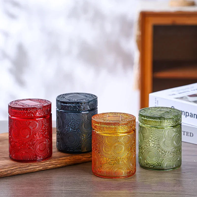 Glass Storage Jar with Lid Candle Empty Cup Storage Container Home Decoration Diy Candle Storage Box Living Room Decoration Oasis Select