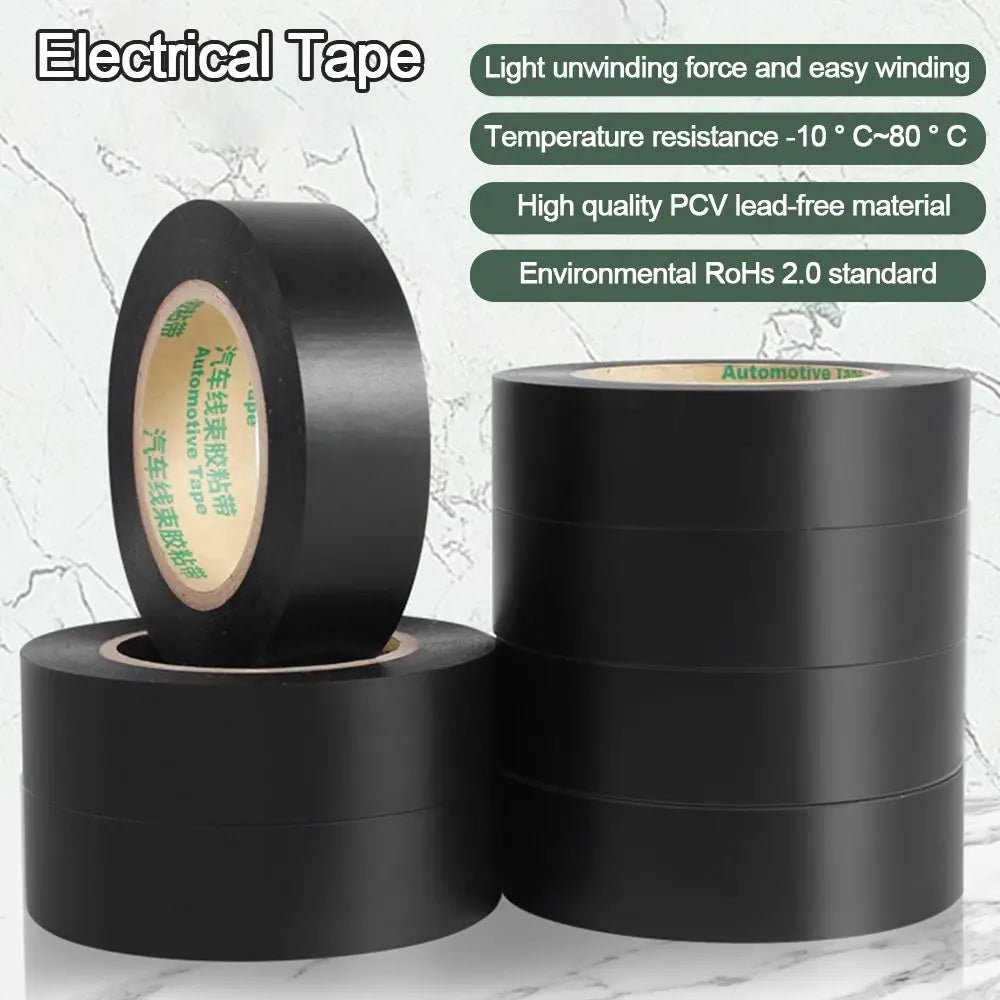 New Black Electrical Tape PVC Self-adhesive Electrical Insulation Tape Waterproof Voltage Wire Organizer Oasis Select