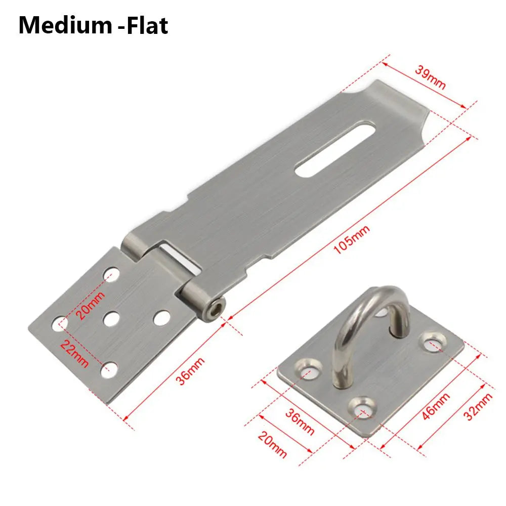 Padlock Hasp Door Clasp Lock 90 Degree Right Angle Shed Gate Latch Household Burglar-proof Bolt Door Buckle with Mounting Screw Oasis Select Medium-Flat