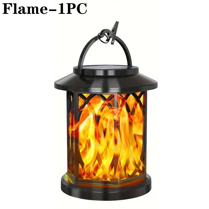 Solar Flickering Flame LED Lantern | Outdoor Hanging Garden Light