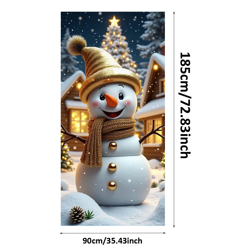 Snowman Christmas Door Banner - Festive front door cover, polyester festive decorations for indoor and outdoor use Oasis Select Snowman B-180x90cm