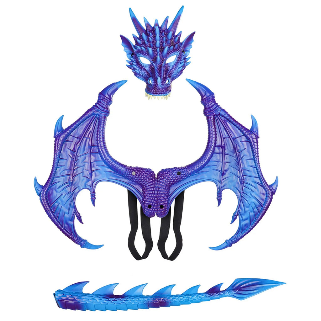Dragon Costume Set – Mask, Wings & Tail for Kids & Adults Dragon Costume Set Oasis Select Purple One Size