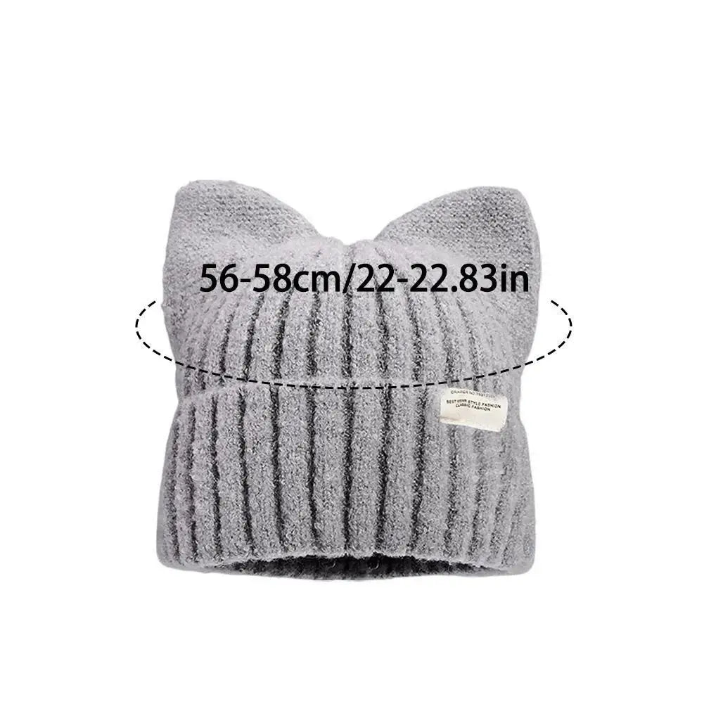 Cat Ear Beanie Winter Hat Warm Knitted Cap with Windproof Thickened Design Cute Autumn Winter Warm Accessories for Women Girls Oasis Select