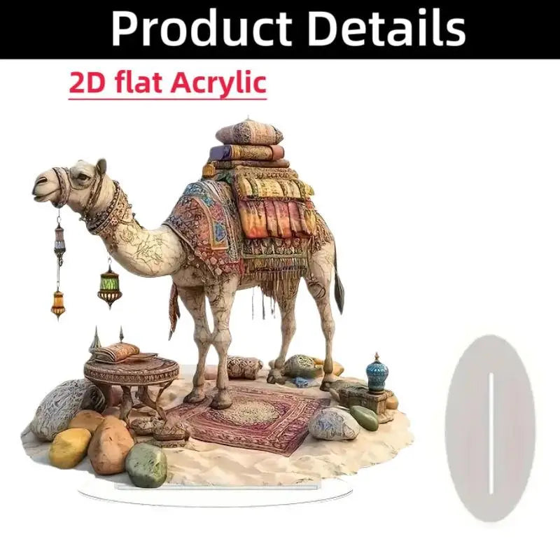 2D Acrylic Arabian Camel & Evil Eye Tree Desk Figurine
