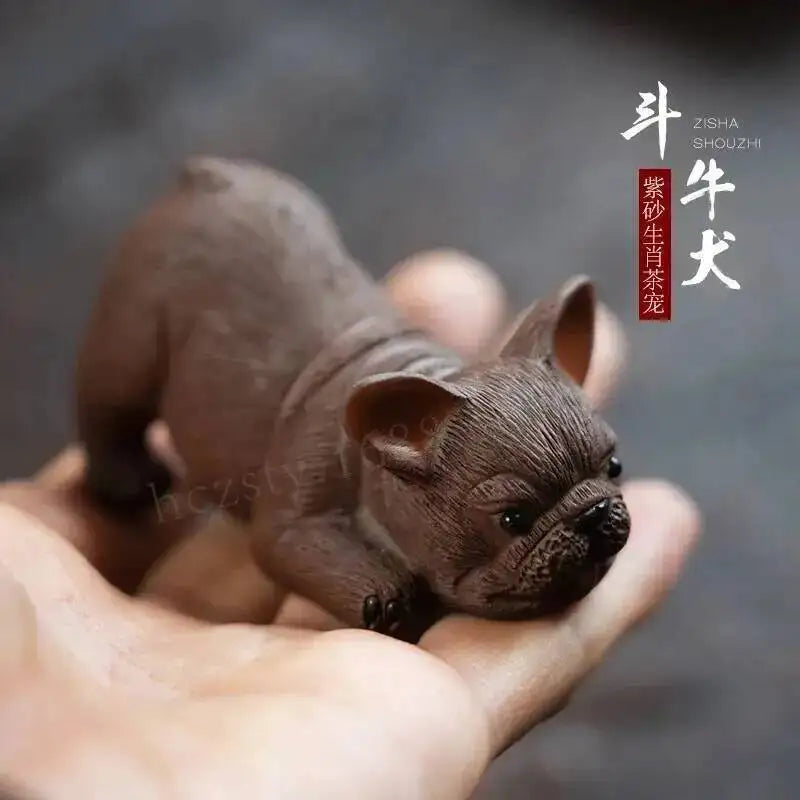 Purple Clay Tea Pet Puppy Figurine Creative Tea Ceremony Piece Wealth-enhancing Zodiac Bull Terrier Budgie French Bulldog Tea Oasis Select