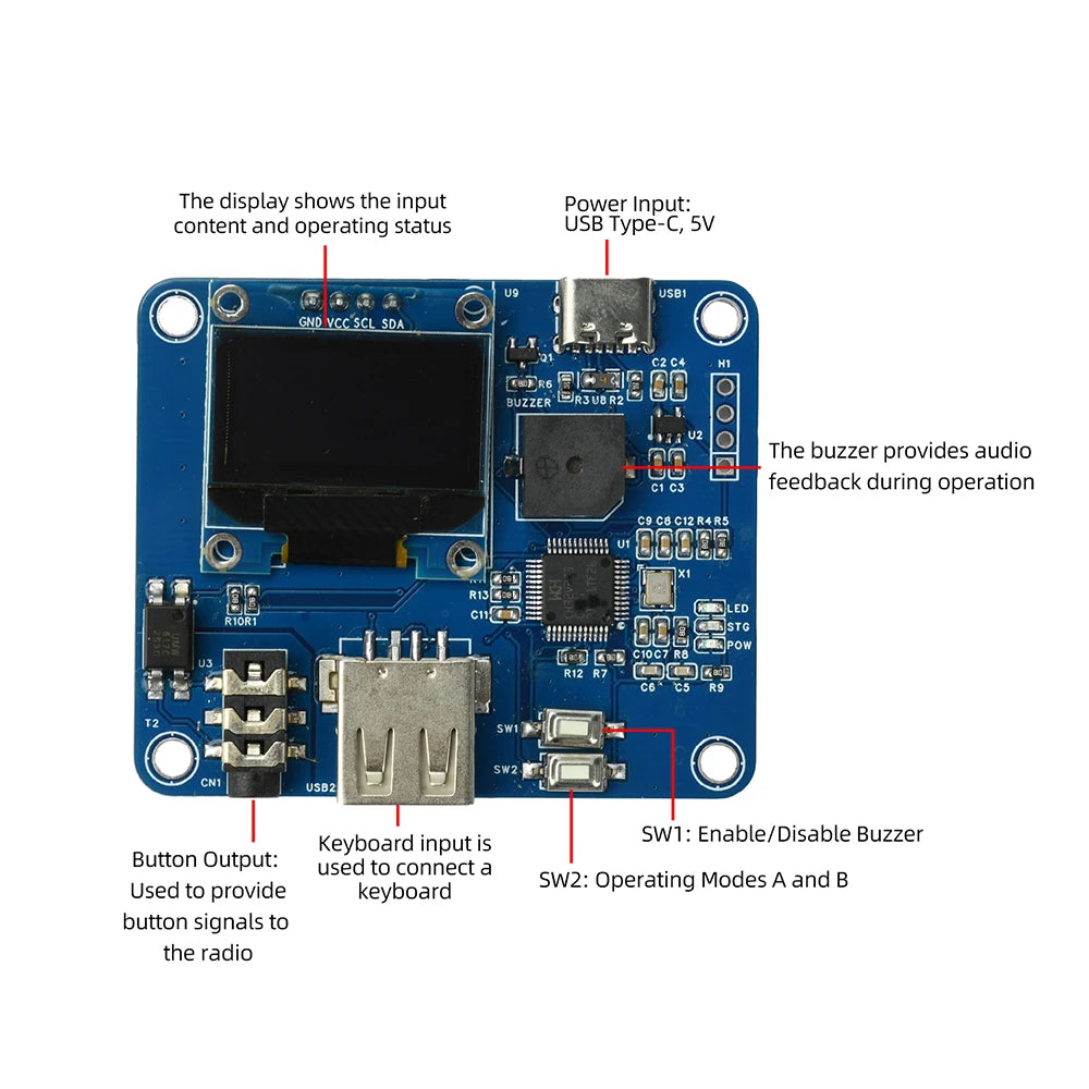 CW Keyboard Electronic Key Controller 0.96 "OLED Display Amateur Radio CW Morse Code Electronic Keyer DIY Trainer Practice Kits Oasis Select