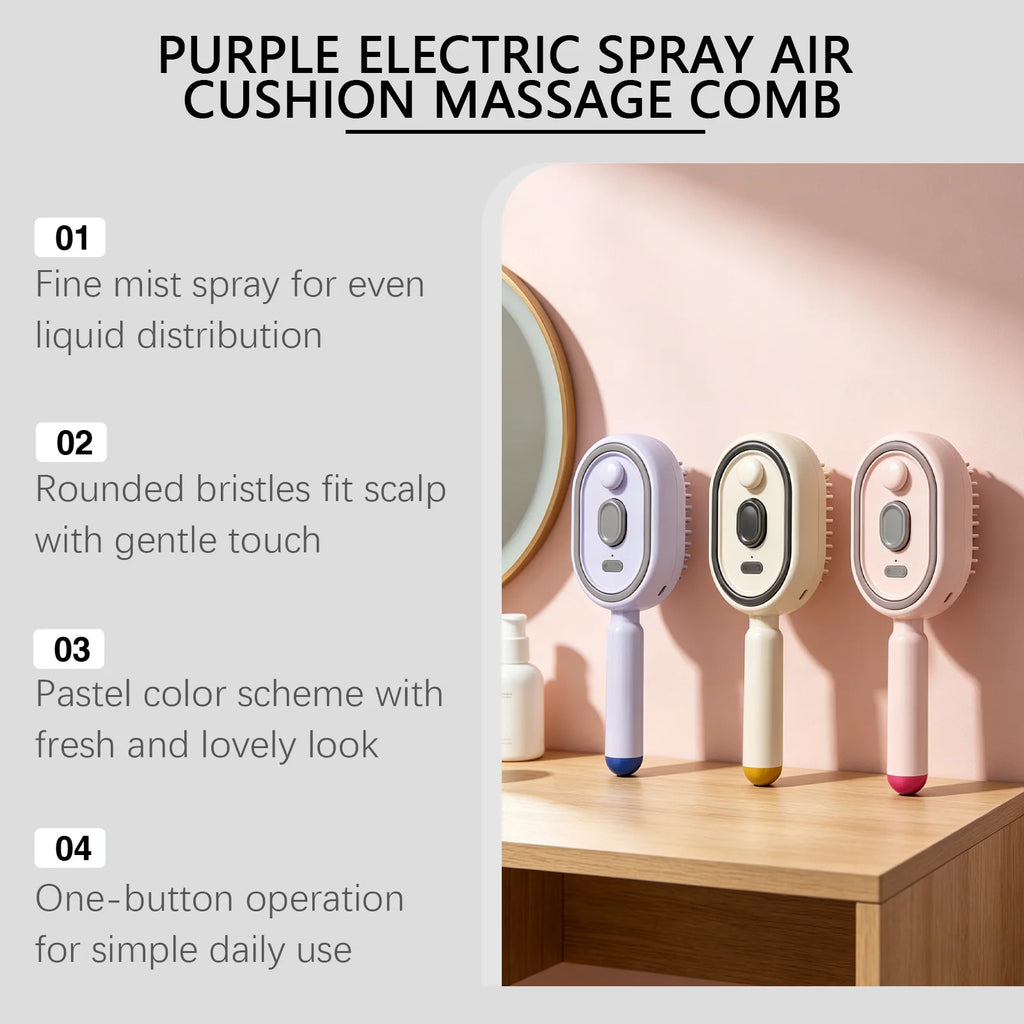 Electric Spray Air Cushion Massage Comb – Hydrating & Anti-Static Electric Massage Comb Oasis Select