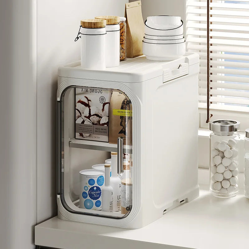 Household bathroom narrow seam storage cabinet, multifunctional foldable with wheels, dust-proof and crevice storage cabinet Oasis Select